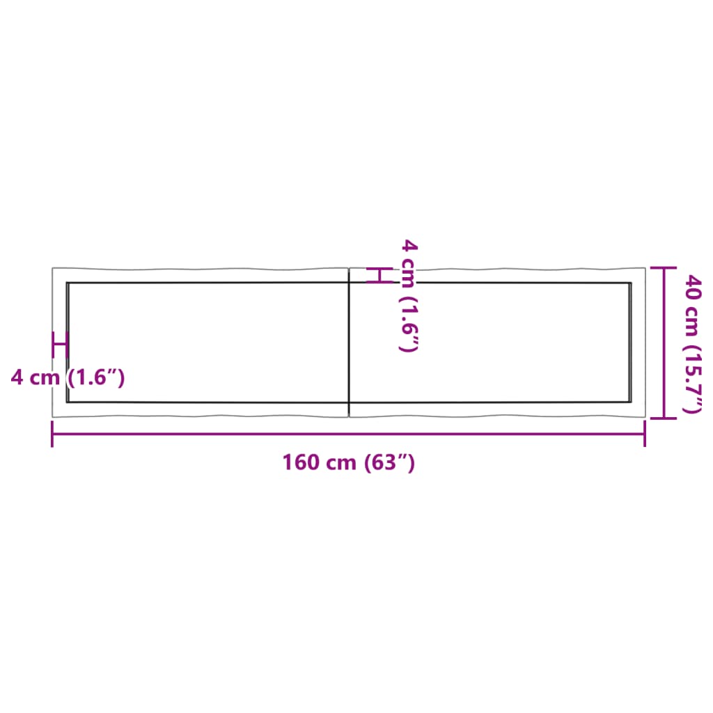 vidaXL Tafelblad natuurlijke rand 160x40x(2-4) cm massief eikenhout