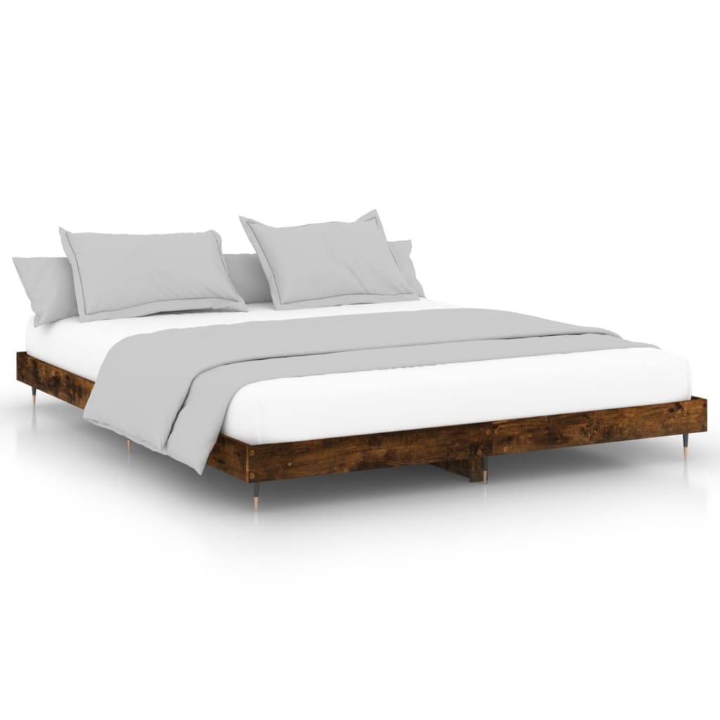 vidaXL Bedframe zonder matras hout gerookt eikenkleurig 140x200 cm