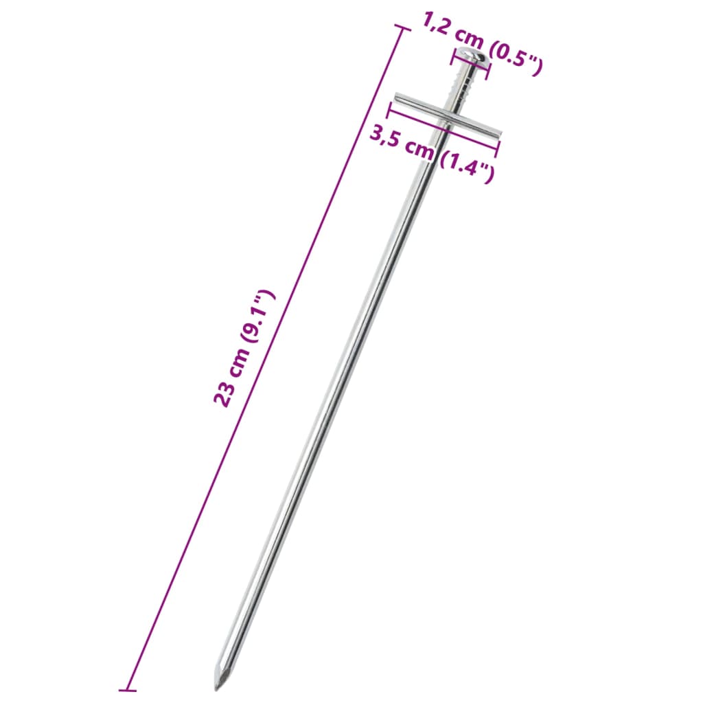 vidaXL Tentharingen 24 st Ø6 mm 23 cm gegalvaniseerd staal