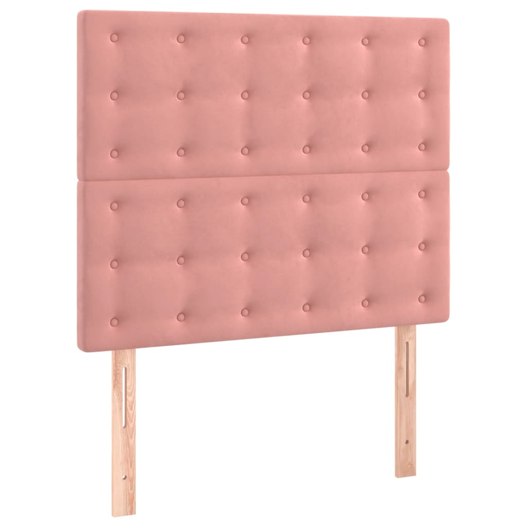 vidaXL Boxspring met matras fluweel roze 90x190 cm