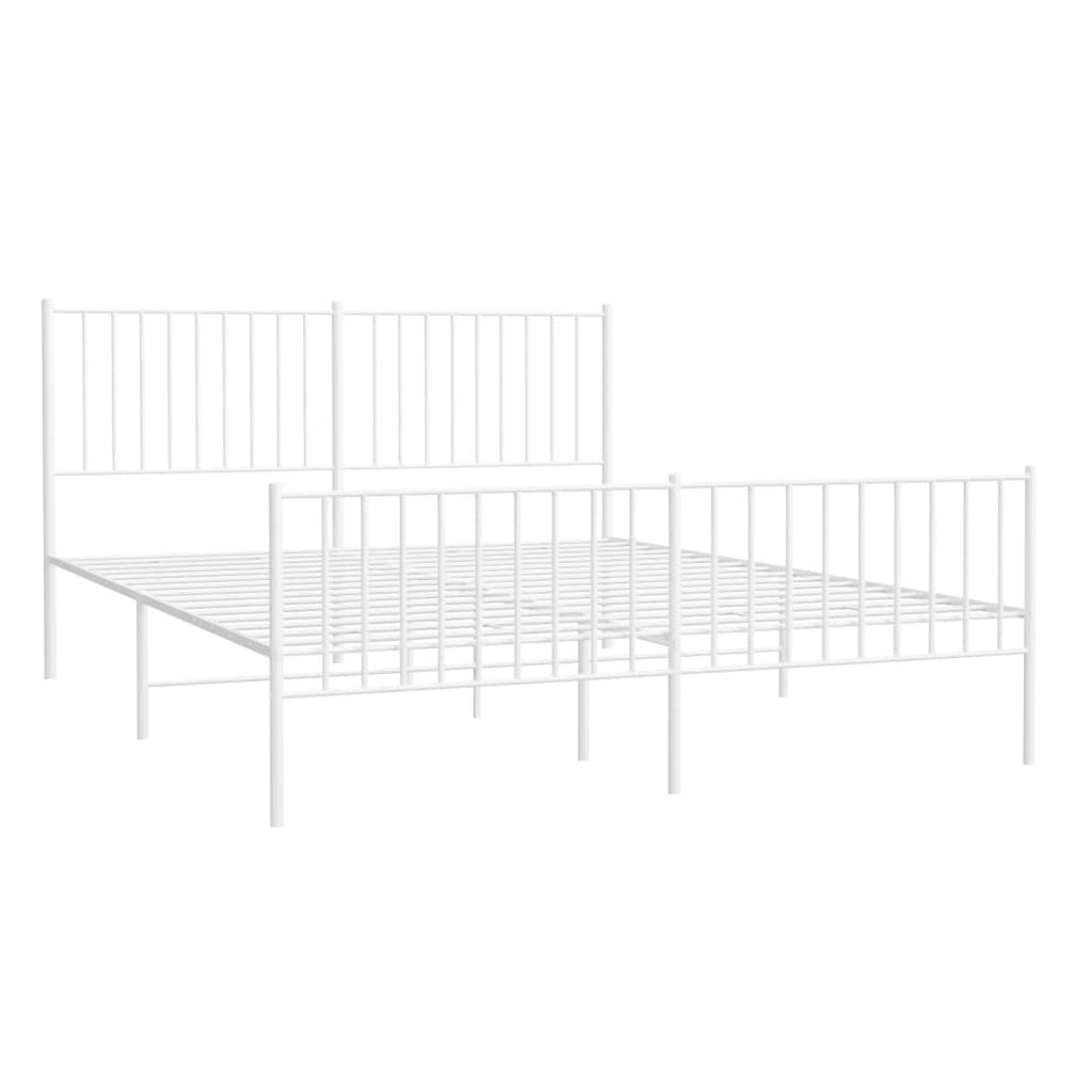 vidaXL Bedframe met hoofd- en voeteneinde metaal wit 150x200 cm