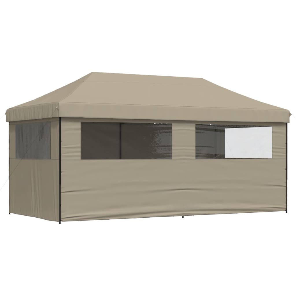 vidaXL Partytent inklapbaar pop-up met 4 zijwanden taupe