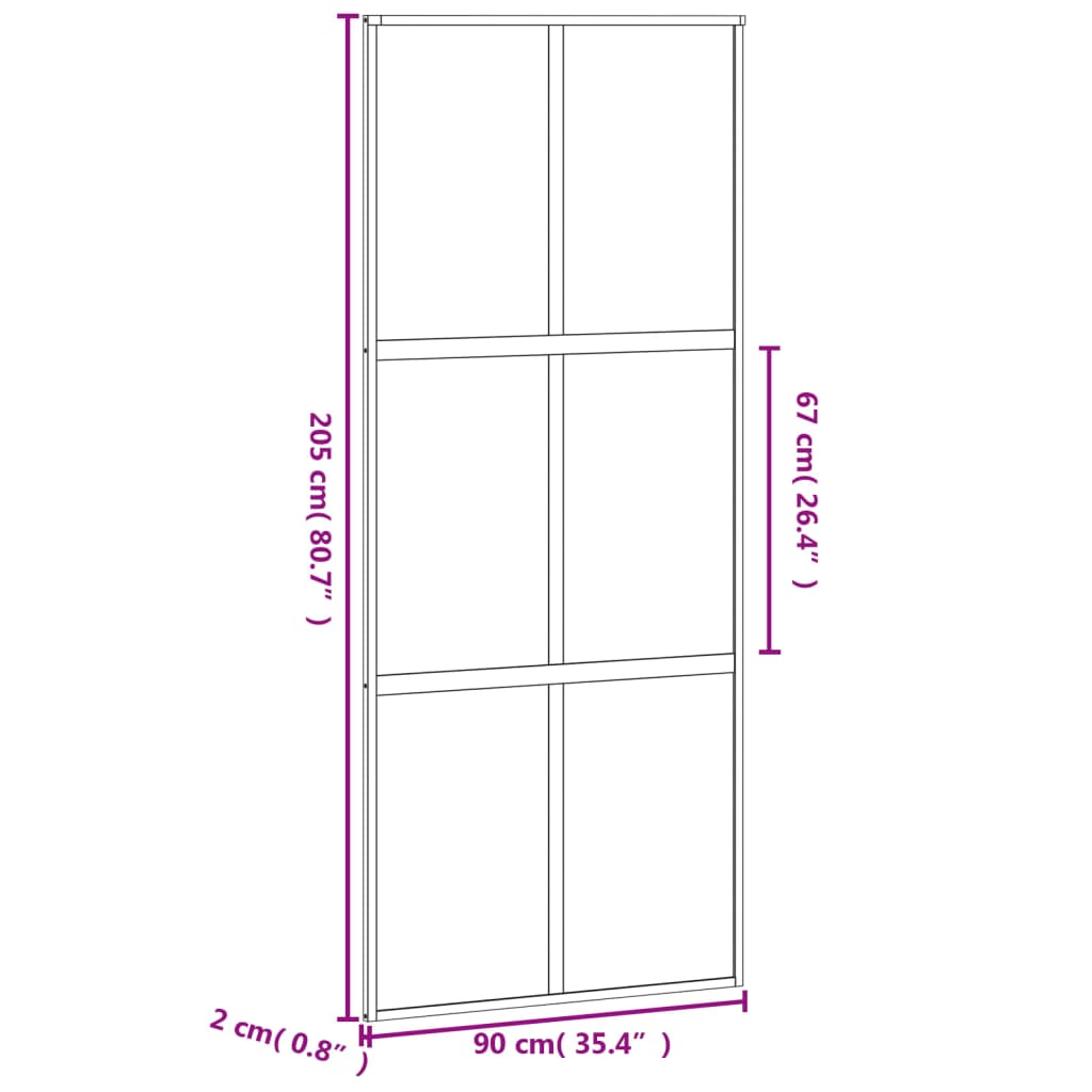 vidaXL Schuifdeur 90x205 cm gehard glas en aluminium zwart