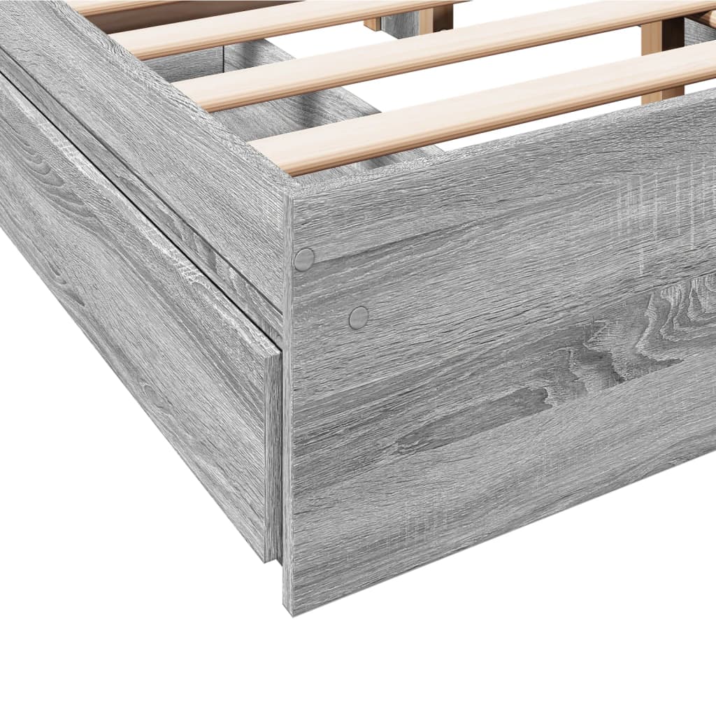 vidaXL Bedframe met lades bewerkt hout grijs sonoma eiken 140x190 cm