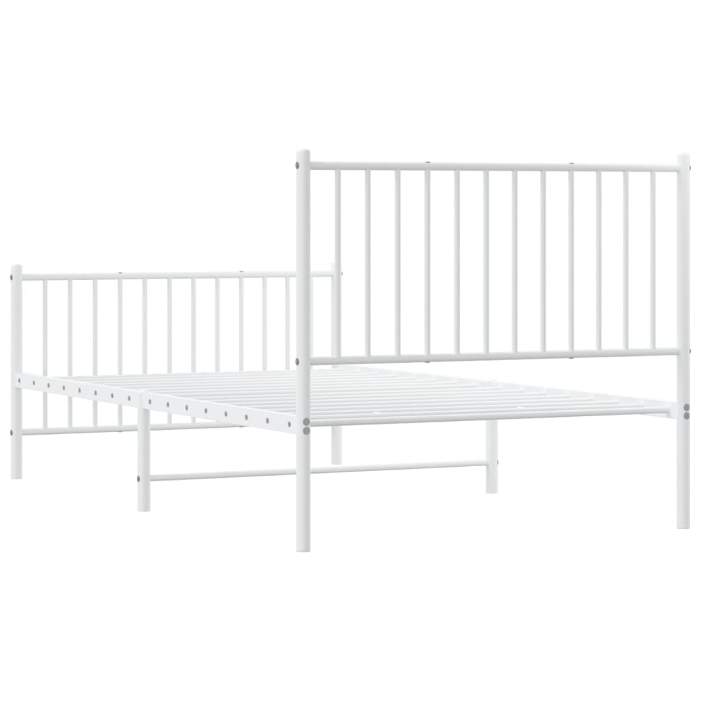 vidaXL Bedframe met hoofd- en voeteneinde metaal wit 100x190 cm