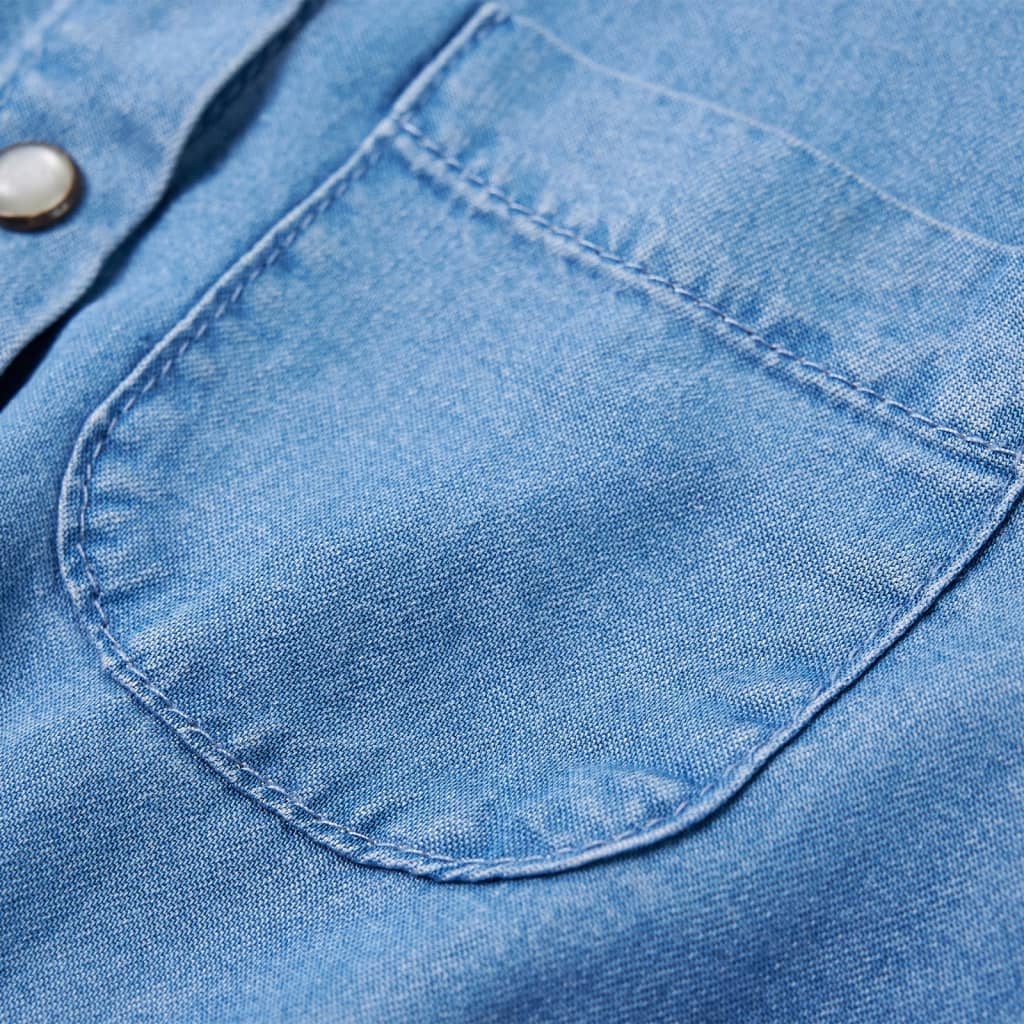 Kinderjurk met lange mouwen 104 marineblauw en denimblauw