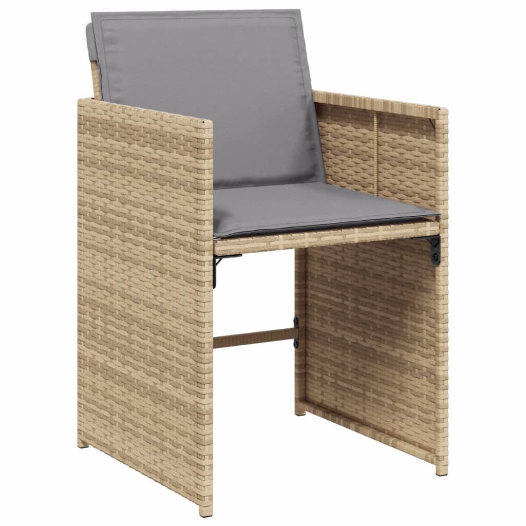 vidaXL 5-delige Tuinset met kussens poly rattan gemengd beige