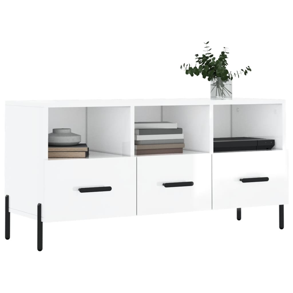 vidaXL Tv-meubel 102x36x50 cm bewerkt hout hoogglans wit