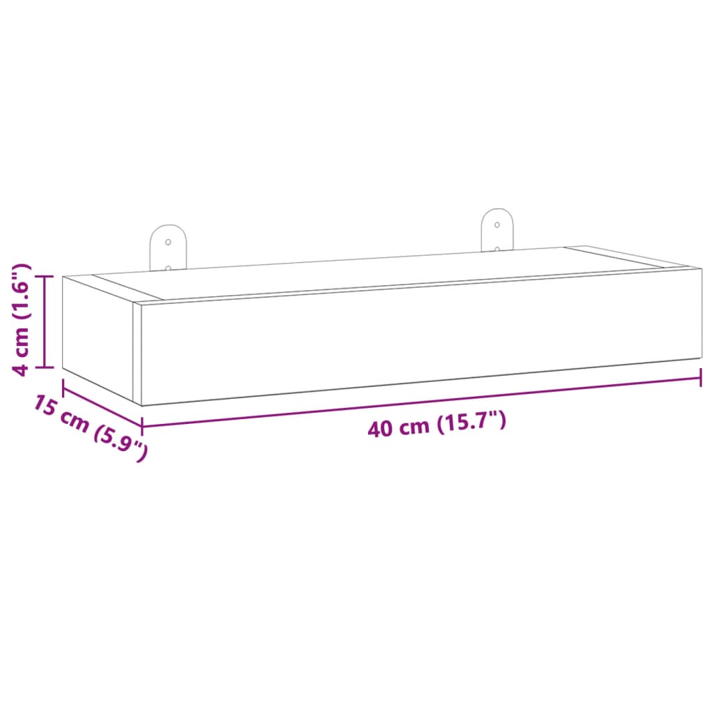 vidaXL Wandschappen 2 st 40x15x4 cm massief teakhout