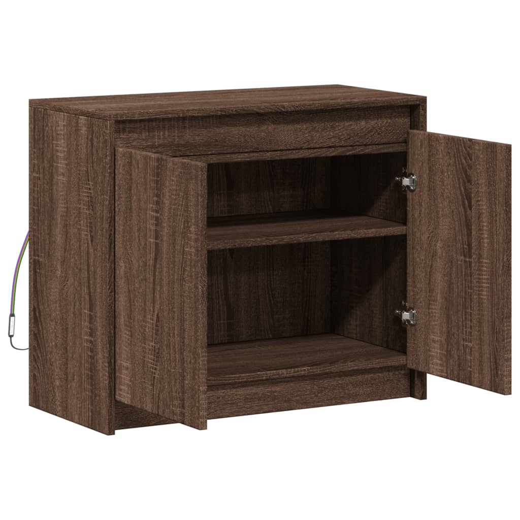 vidaXL Dressoir met LED 72x34x61 cm bewerkt hout bruin eikenkleur