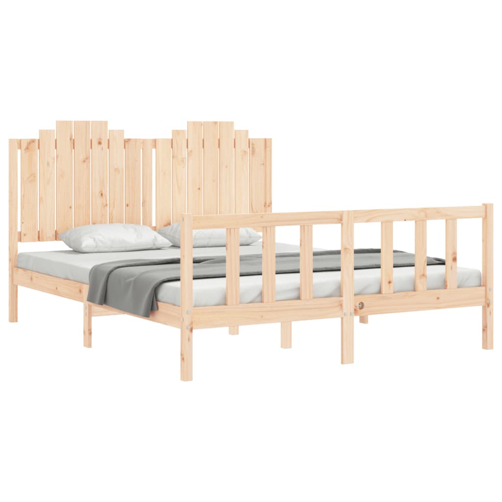 vidaXL Bedframe met hoofdbord massief hout