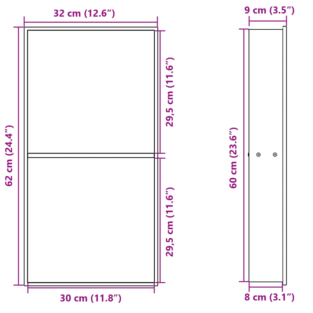 vidaXL Douchenis 32x62x9 cm roestvrijstaal geborsteld goudkleurig