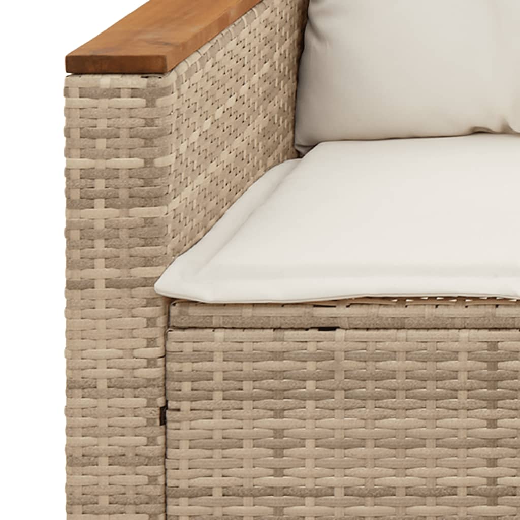 vidaXL 3-delige Loungeset met kussens poly rattan beige