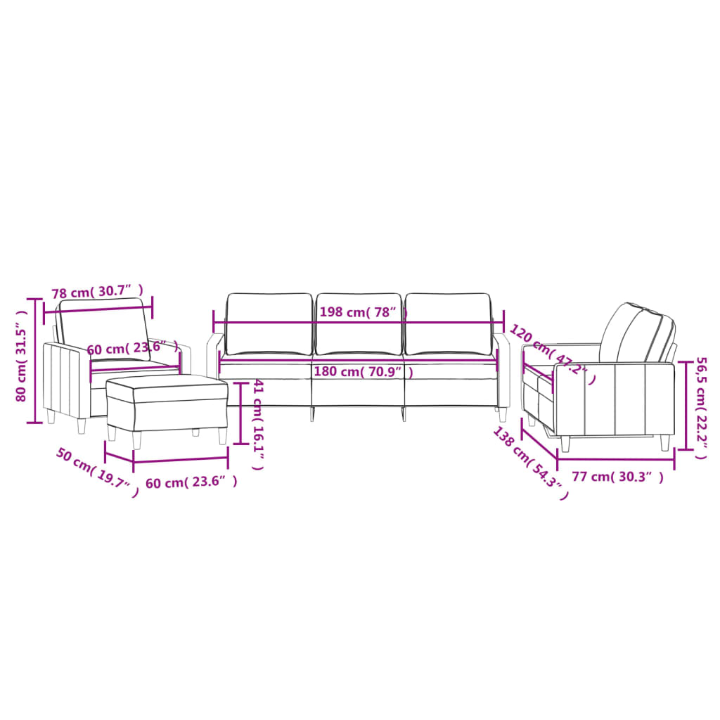 vidaXL 4-delige Loungeset met kussens fluweel zwart