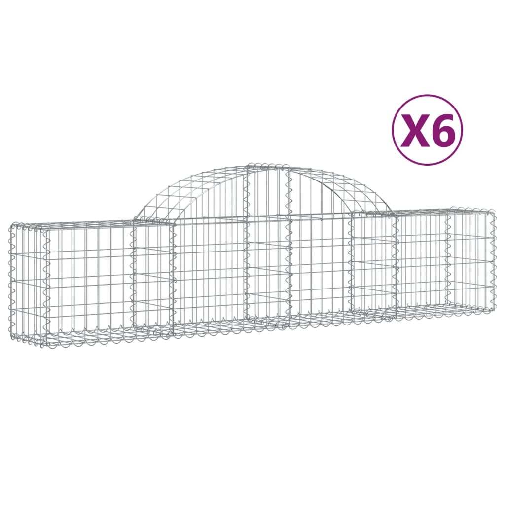 vidaXL Schanskorven 6 st gewelfd 200x30x40/60 cm gegalvaniseerd ijzer