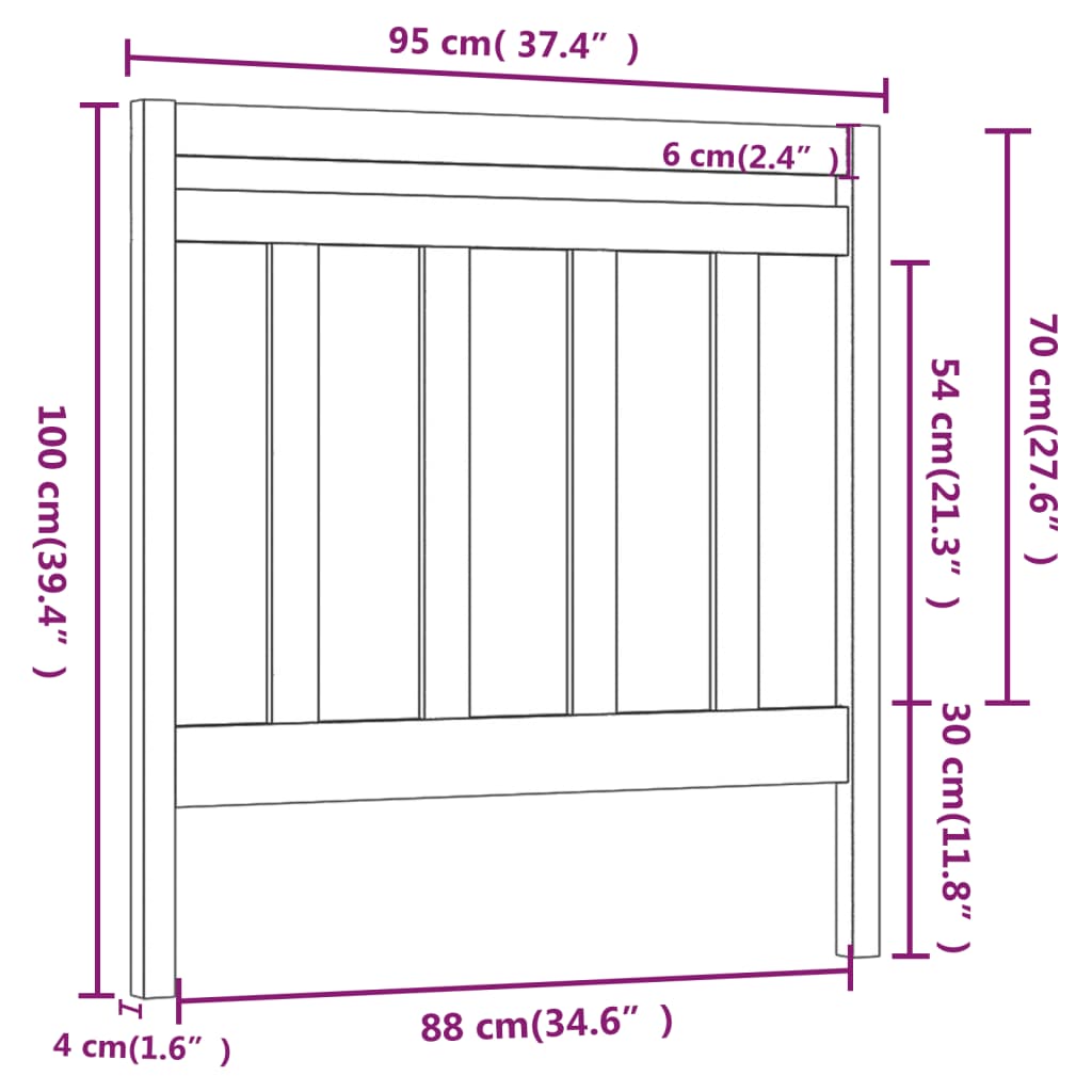 vidaXL Hoofdbord 95x4x100 cm massief grenenhout wit