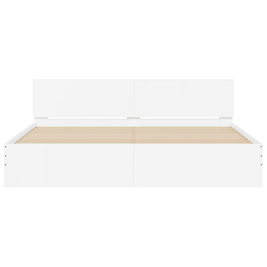 vidaXL Bedframe met hoofdeinde en LED-verlichting wit 200x200 cm