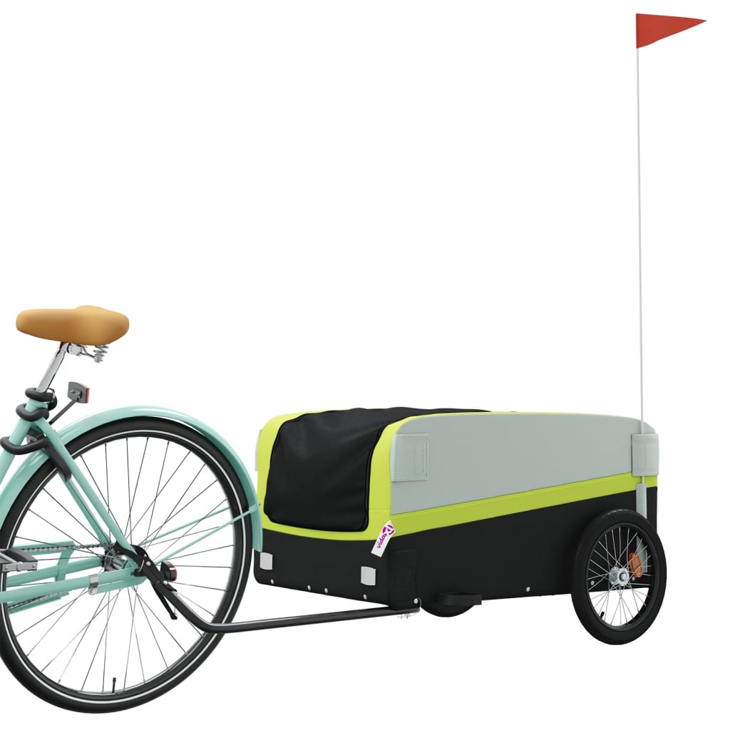 vidaXL Fietstrailer 45 kg ijzer zwart en groen