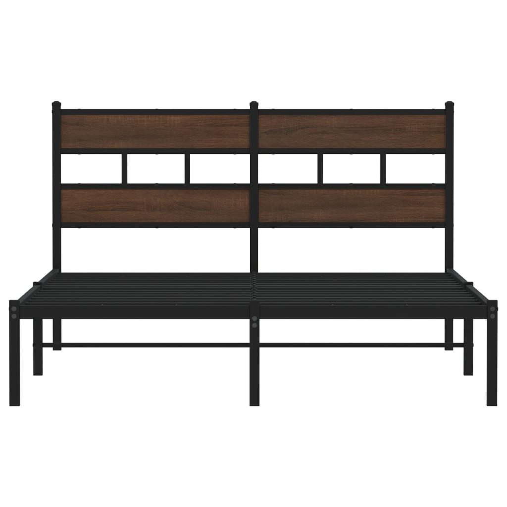 vidaXL Bedframe met hoofdbord zonder matras bruin eiken 140x190 cm