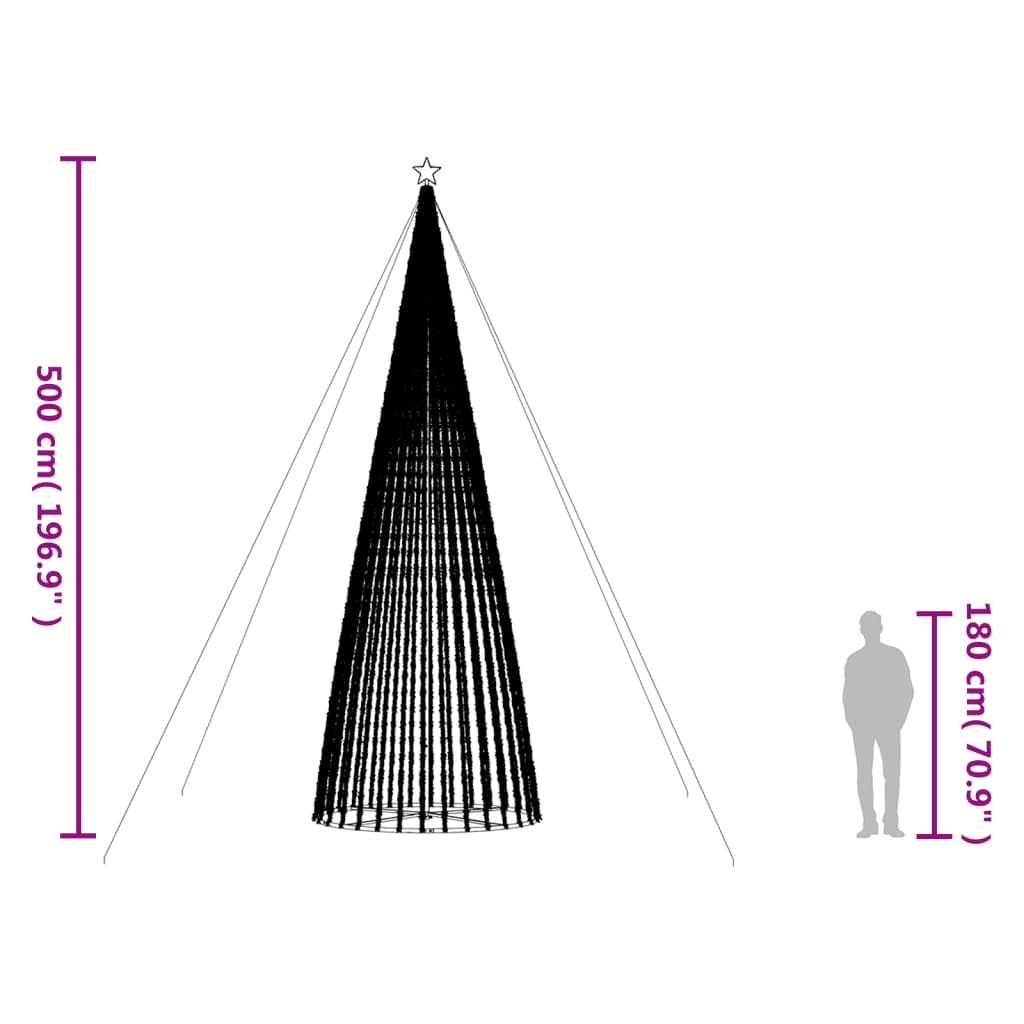 vidaXL Lichtkegel 1544 meerkleurige LED's 500 cm