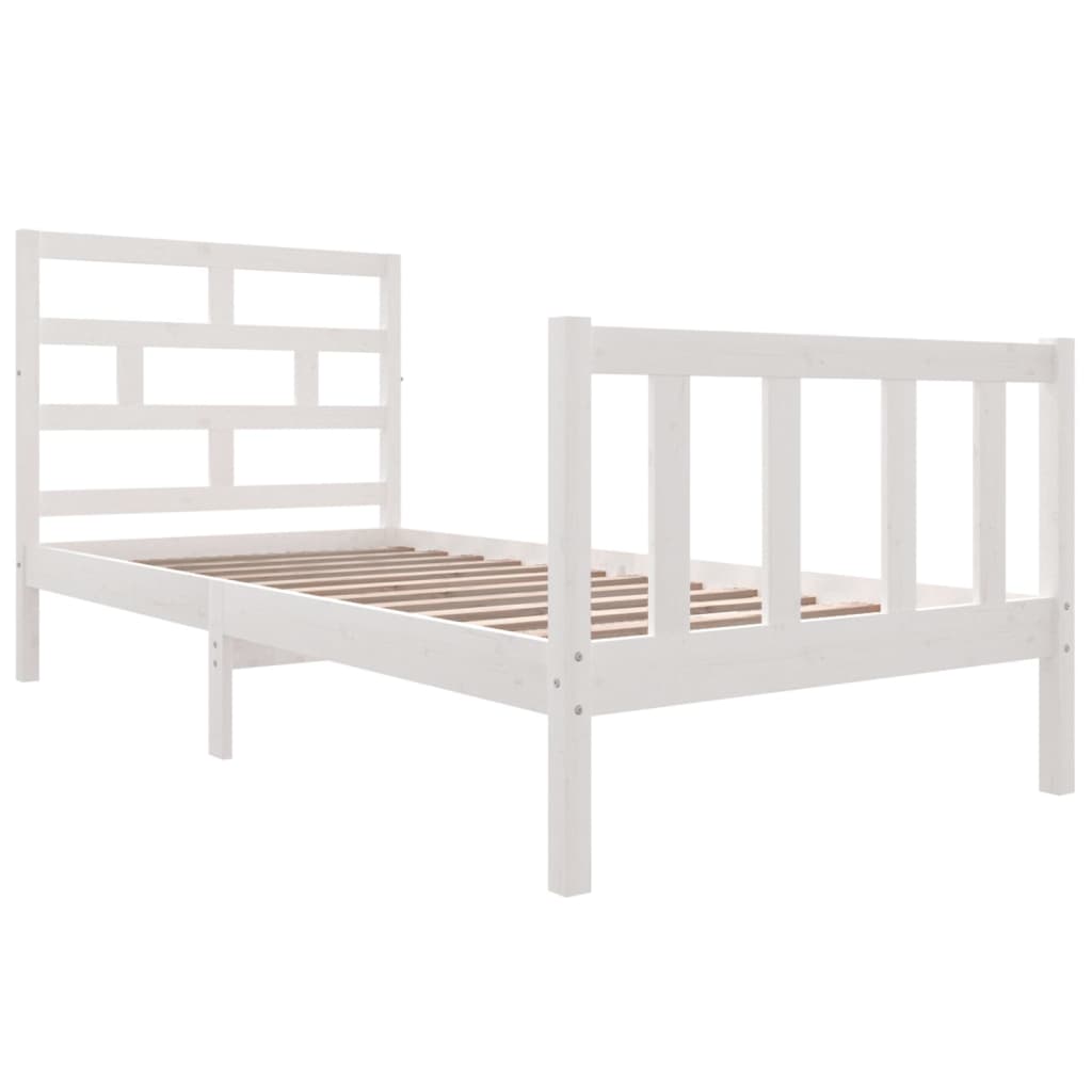 vidaXL Bedframe massief grenenhout wit 90x200 cm