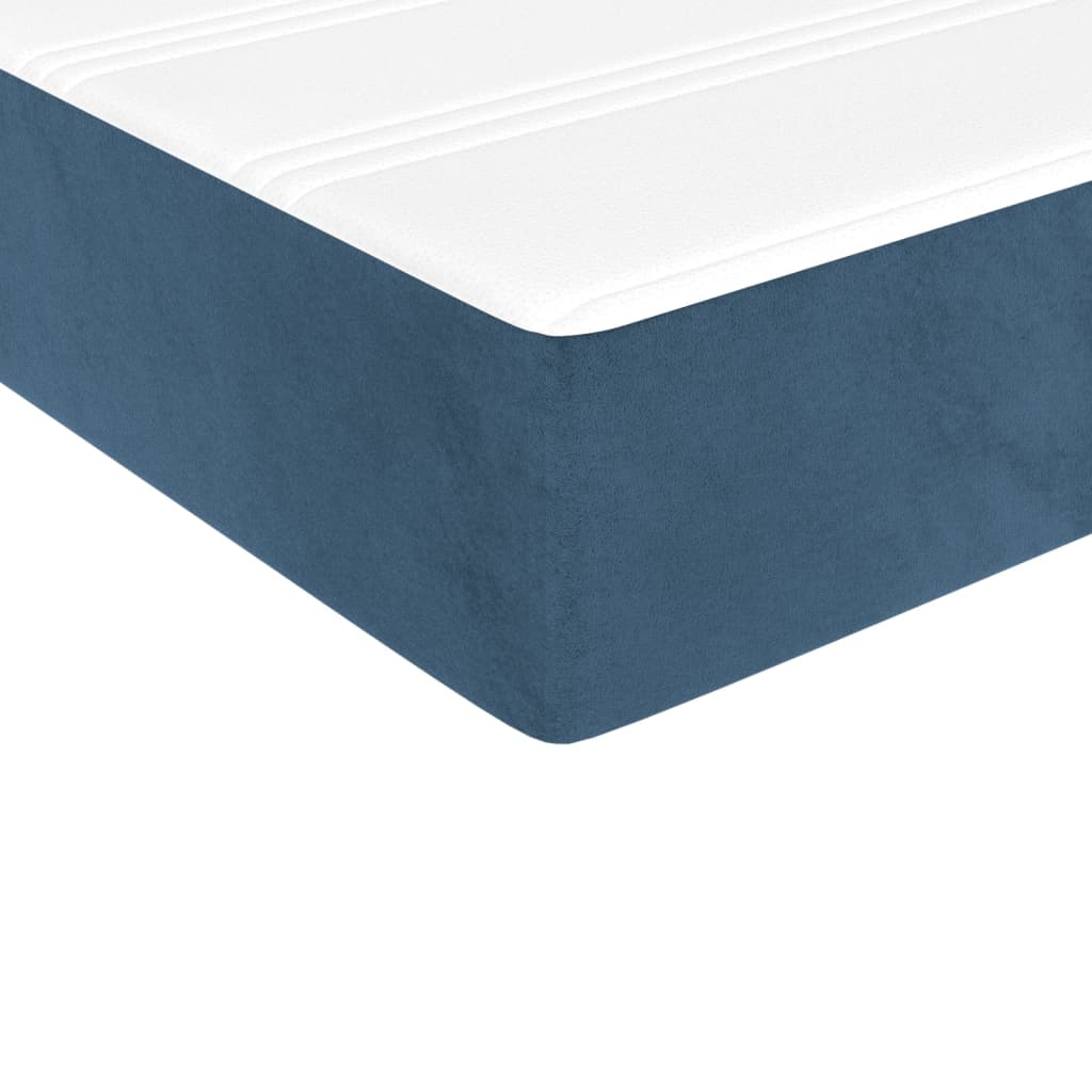 vidaXL Boxspring met matras fluweel donkerblauw 140x190 cm