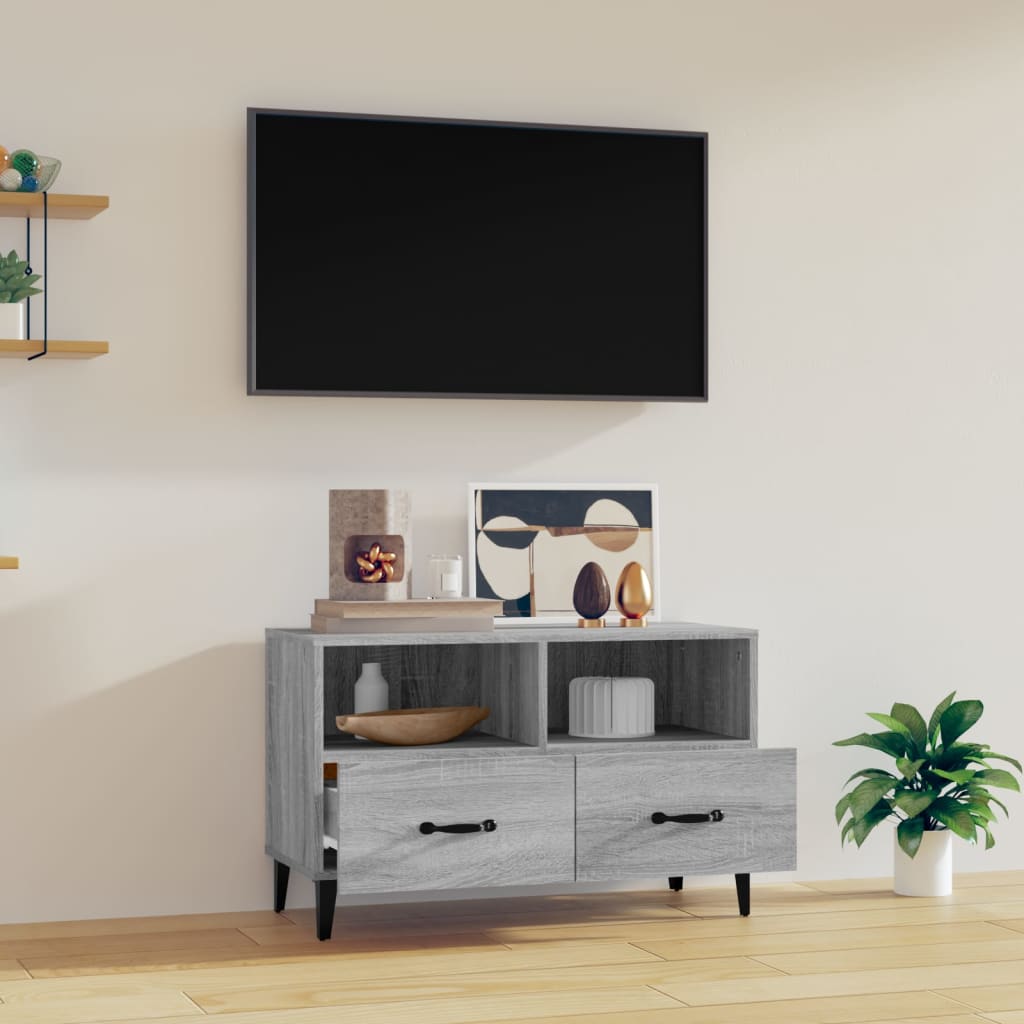 vidaXL Tv-meubel 80x36x50 cm bewerkt hout grijs sonoma eikenkleurig