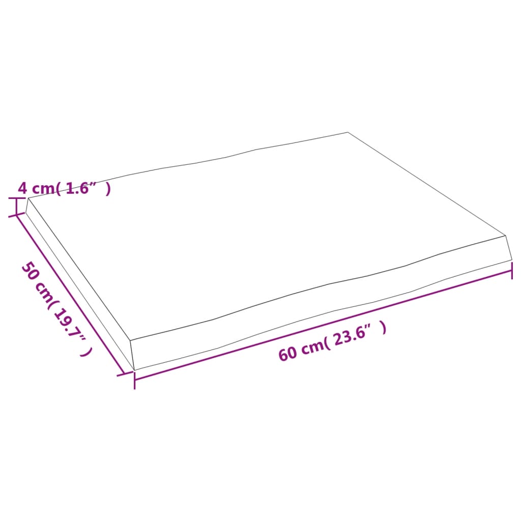 vidaXL Tafelblad natuurlijke rand 60x50x(2-4) cm eikenhout donkerbruin