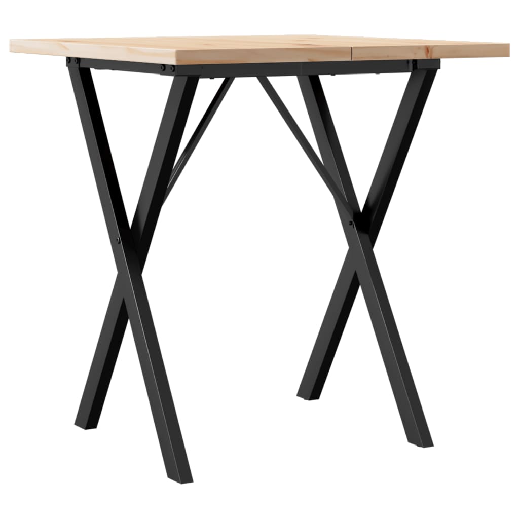 vidaXL Eettafel X-frame 70x70x75,5 cm massief grenenhout en gietijzer