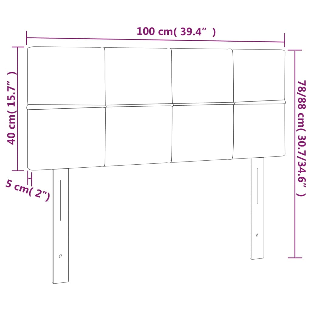 vidaXL Hoofdbord 100x5x78/88 cm stof lichtgrijs