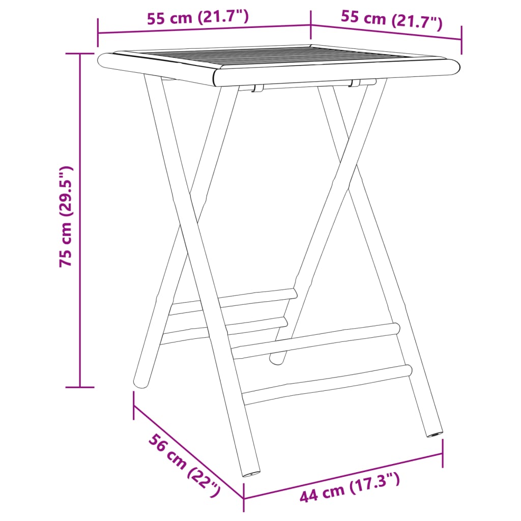 vidaXL 3-delige Bistroset bamboe