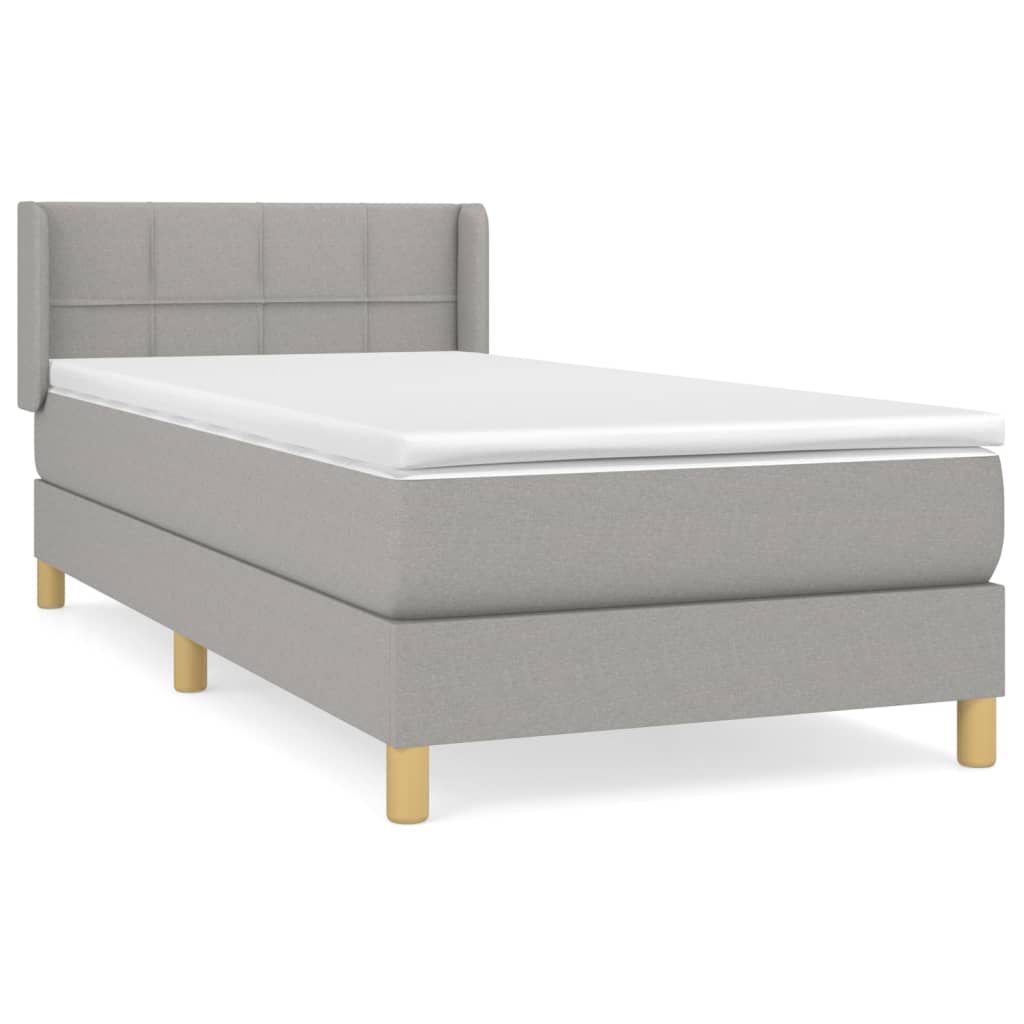 vidaXL Boxspring met matras stof lichtgrijs 100x200 cm