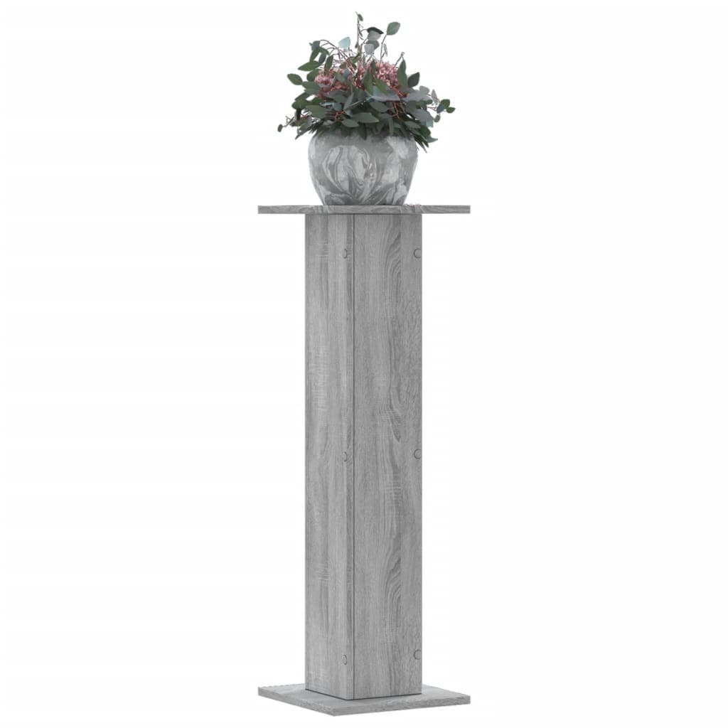 vidaXL Plantenstandaards 2 st 30x30x95 cm bewerkt hout grijs sonoma