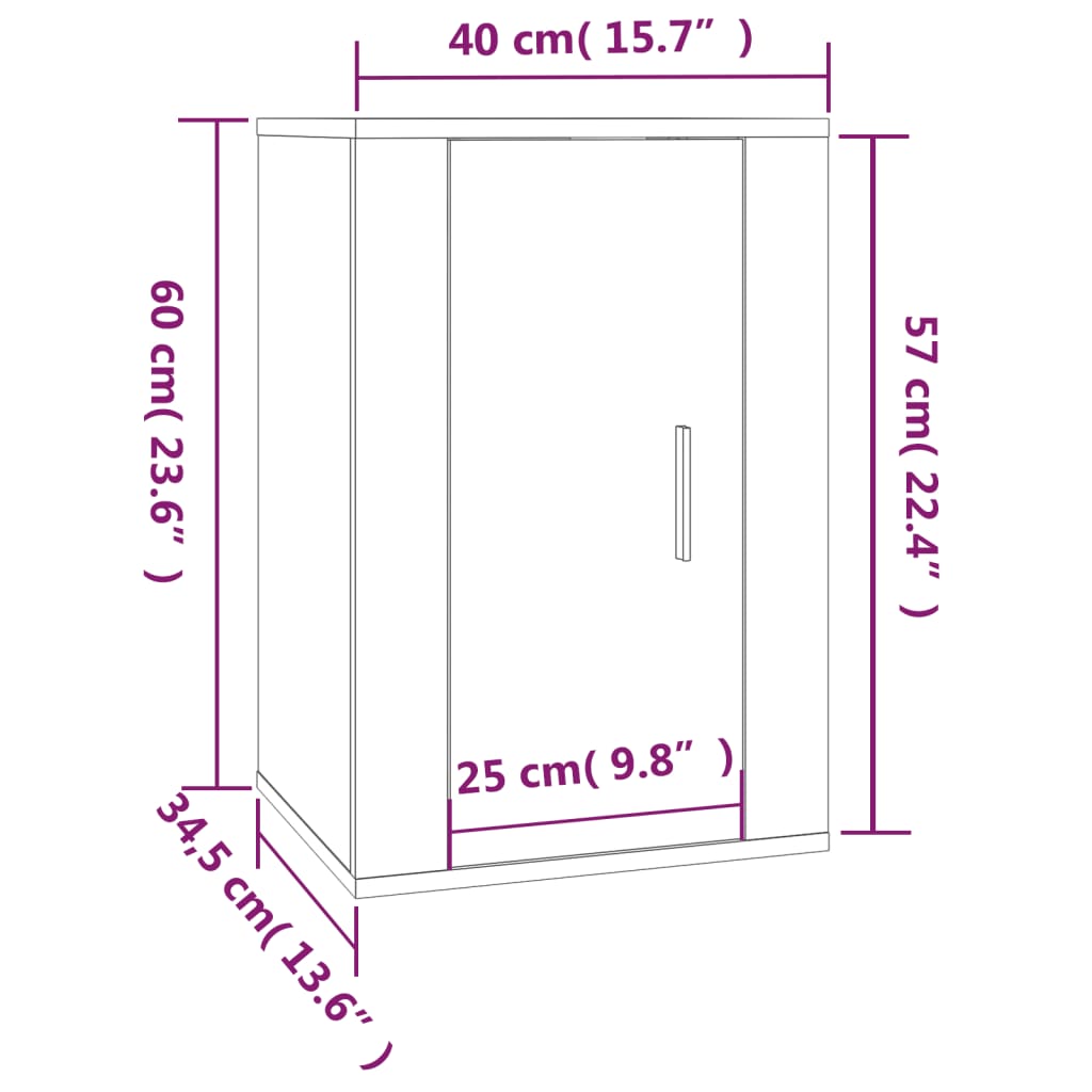 vidaXL Tv-wandmeubels 2 st 40x34,5x60 cm sonoma eikenkleurig