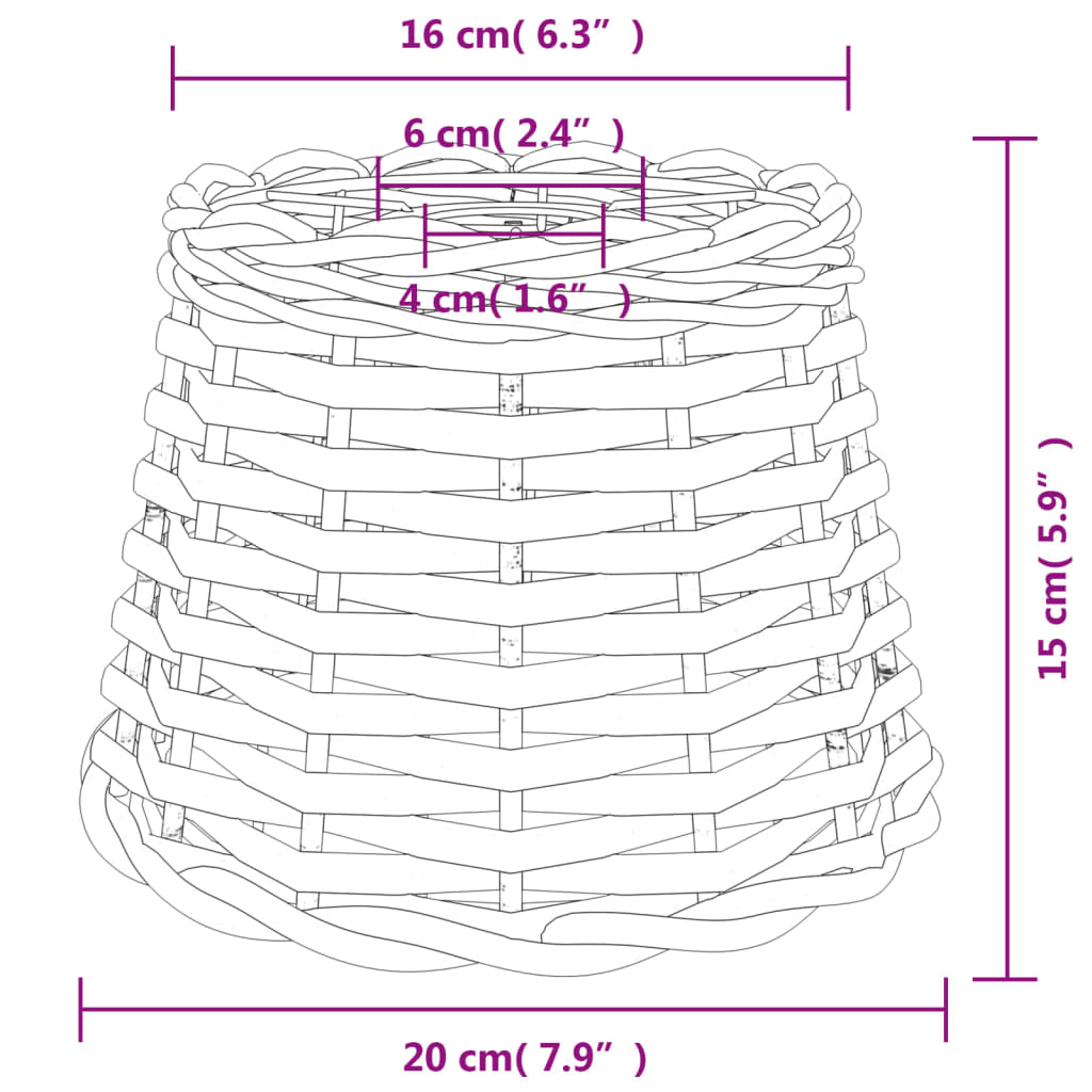 vidaXL Plafondlampenkap Ø20x15 cm wicker wit