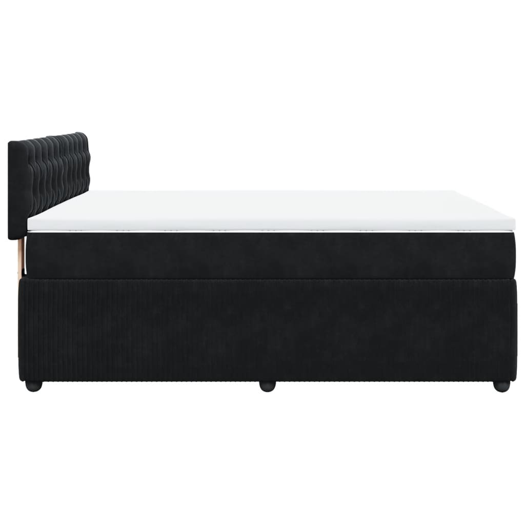 vidaXL Boxspring met matras fluweel zwart 140x190 cm