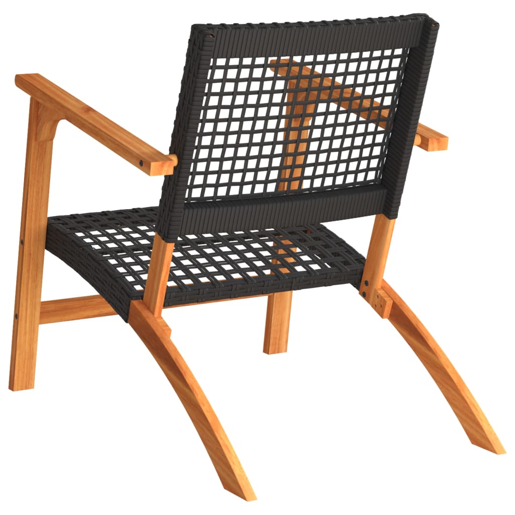 vidaXL Tuinnstoelen 2 st poly rattan en acaciahout zwart