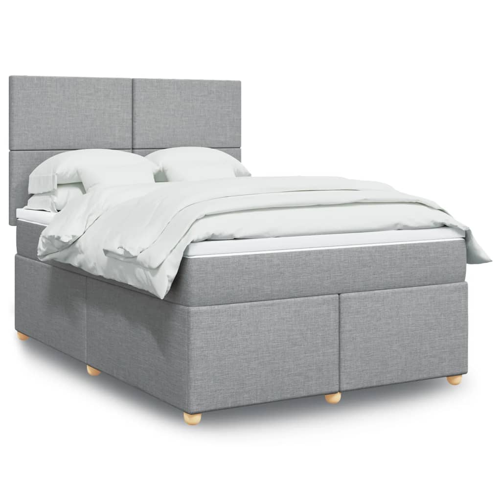 vidaXL Boxspring met matras stof lichtgrijs 140x200 cm