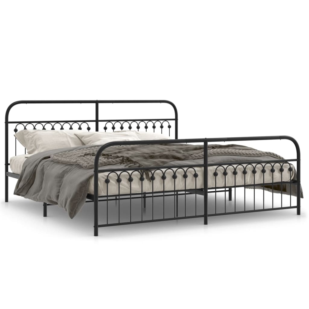 vidaXL Bedframe met hoofd- en voeteneinde metaal zwart 193x203 cm