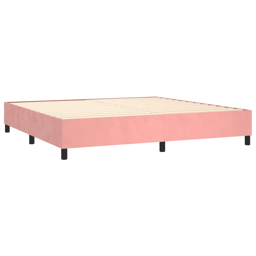 vidaXL Boxspring met matras en LED fluweel roze 200x200 cm