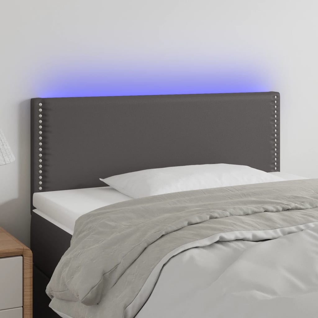vidaXL Hoofdbord LED 90x5x78/88 cm kunstleer grijs
