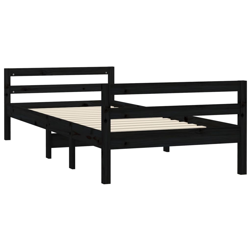 vidaXL Bedframe 90x190 cm massief grenenhout zwart