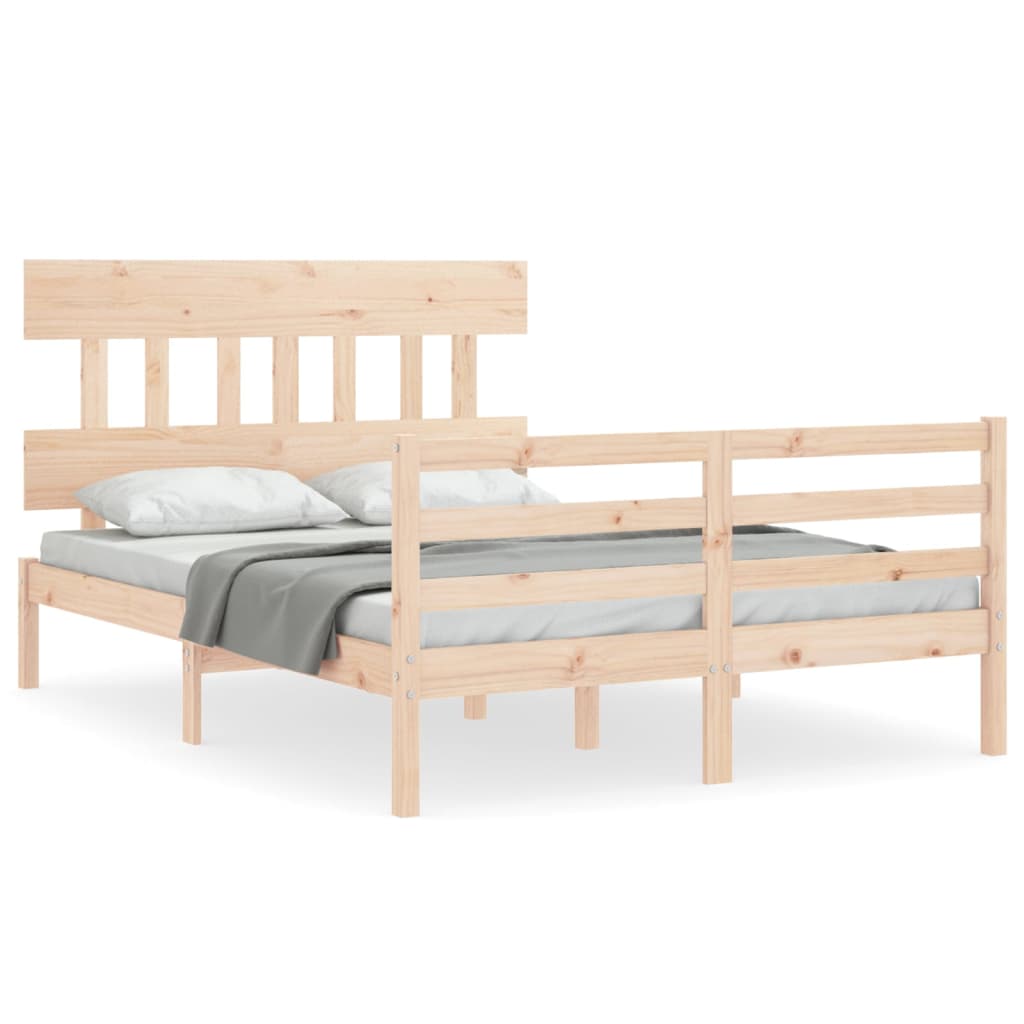 vidaXL Bedframe met hoofdbord massief hout