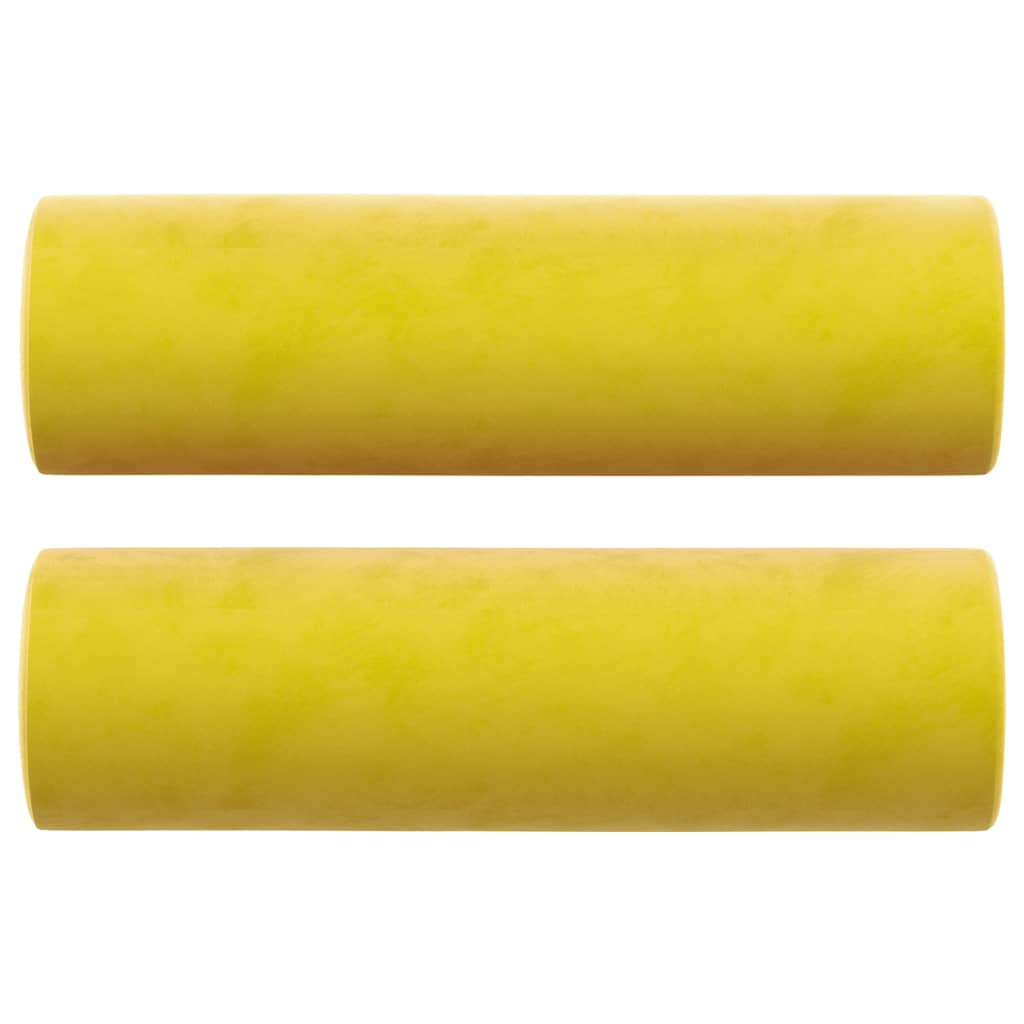 vidaXL Driezitsbank met sierkussens 180 cm fluweel geel