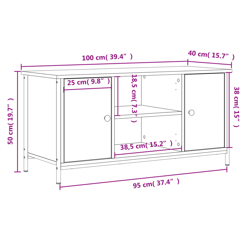 vidaXL Tv-meubel 100x40x50 cm bewerkt hout bruin eikenkleur