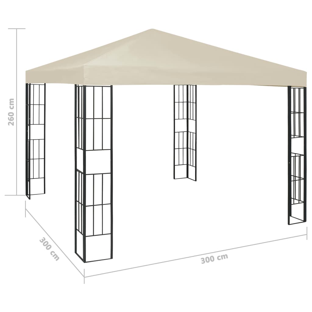 vidaXL Prieel met LED-lichtslinger 3x3 m crèmekleurig