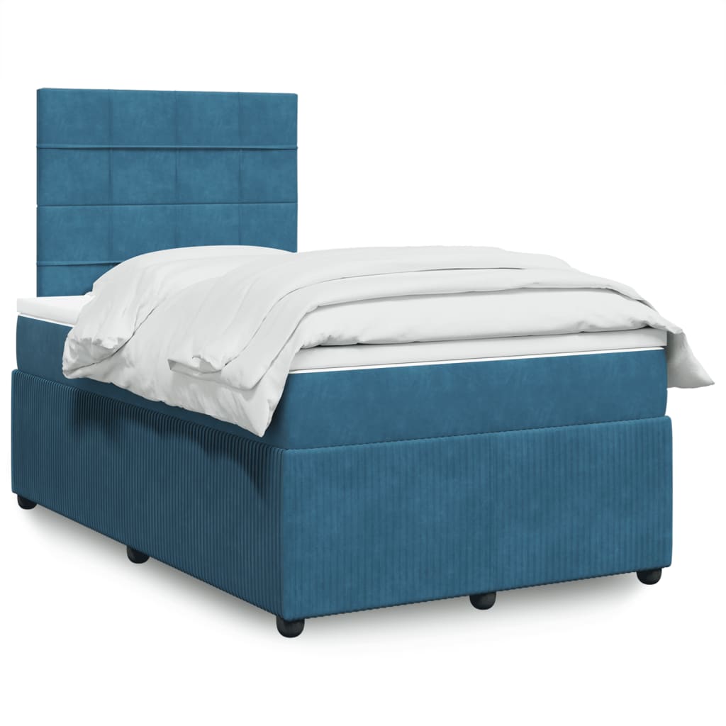 vidaXL Boxspring met matras fluweel blauw 120x190 cm