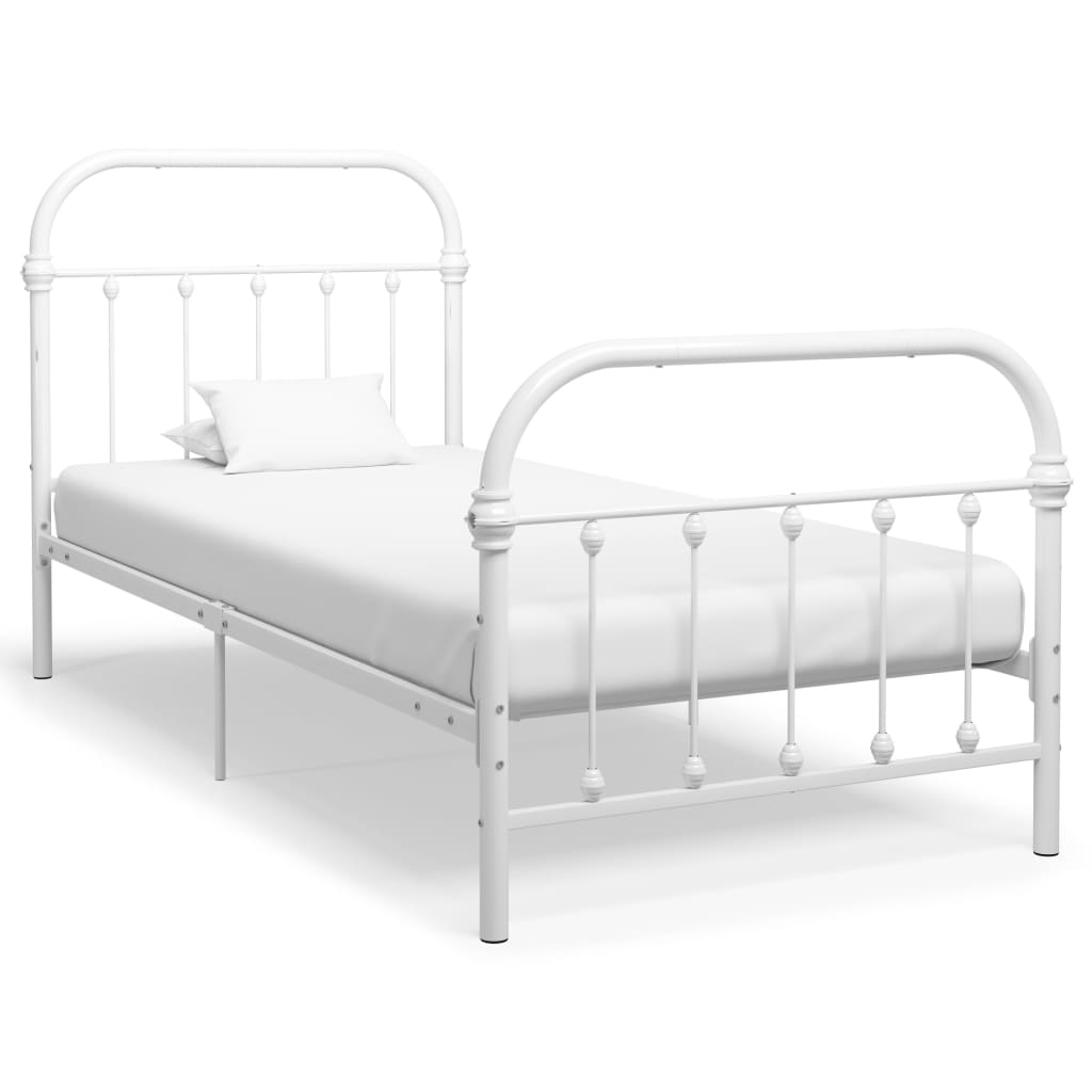 vidaXL Bedframe metaal wit 90x200 cm