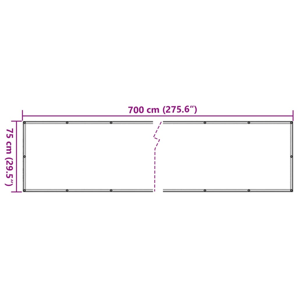 vidaXL Balkonscherm 700x75 cm PVC grijs