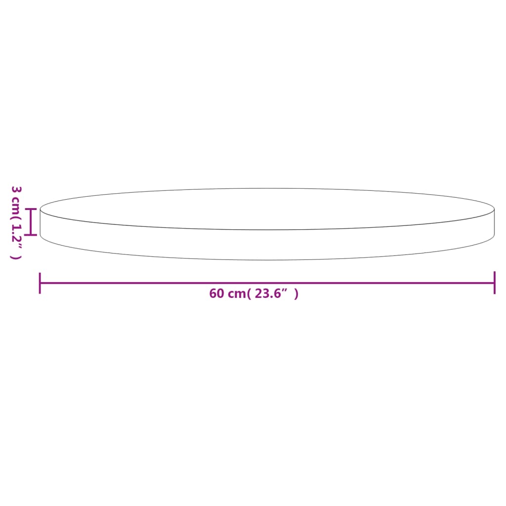 vidaXL Tafelblad rond Ø60x3 cm massief grenenhout zwart